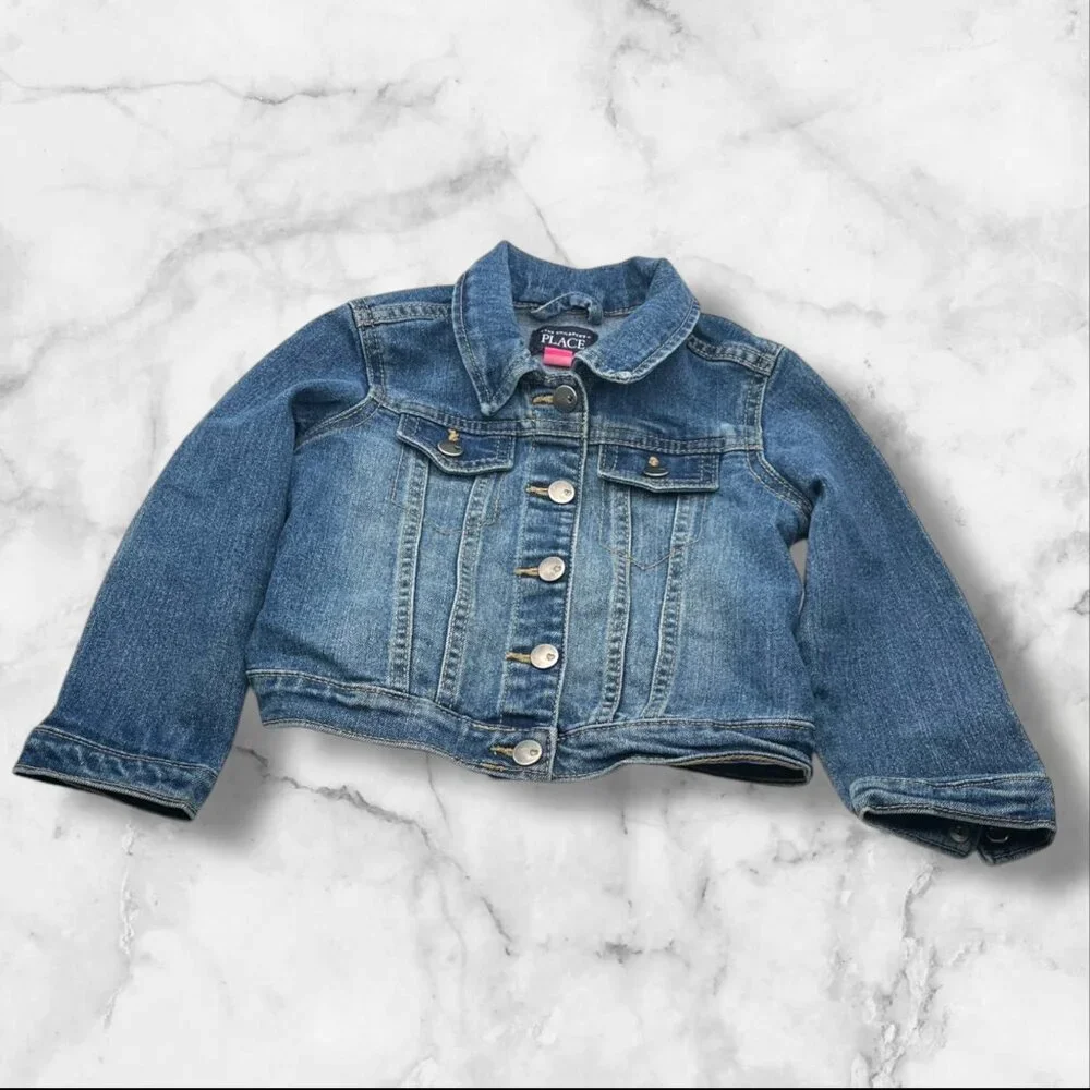The Children's Place‎ Girls Denim Jacket Size 3T Classic Blue Jean Design